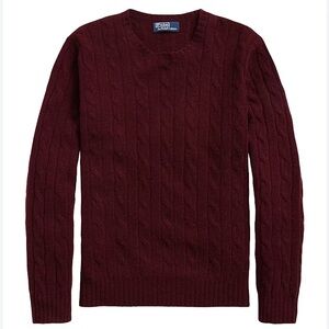 Polo Ralph Lauren cashmere cable knit maroon sweater jumper knit NWT